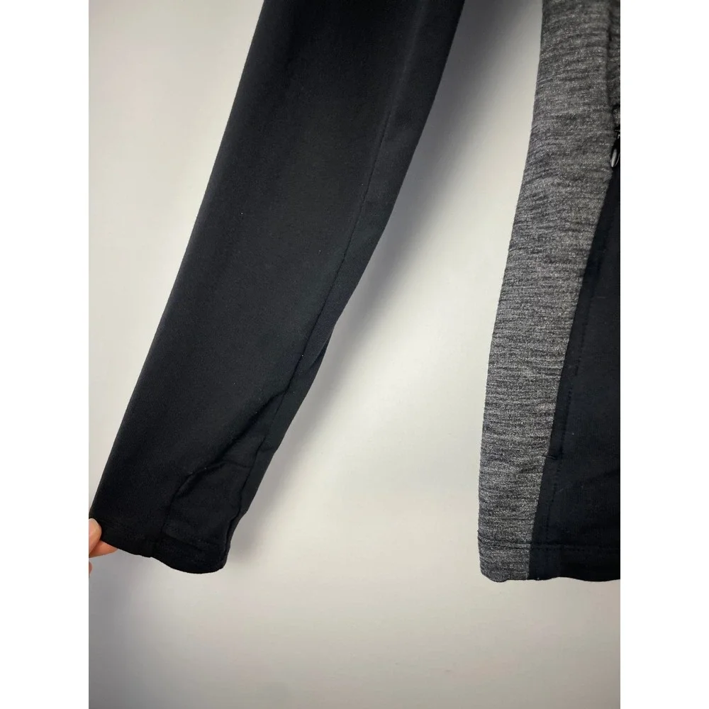 Athleta Black Heather Grey Panel Full Zip Sport Jacket Women's Size L Activewear